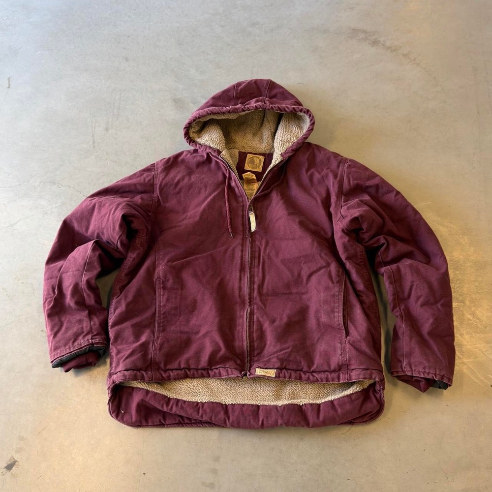 Vintage Berne women's purple Sherpa lined canvas zip up work jacket